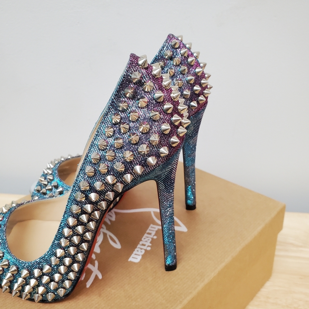 Christian Louboutin Flo Spikes 120 Turquoise Violet, 35 - Picture 5 of 10